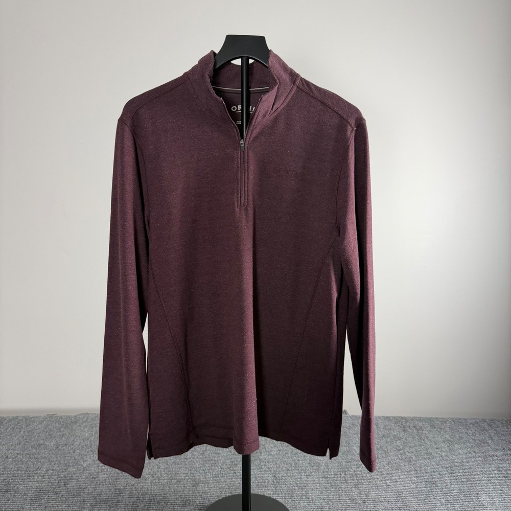 Orvis Mens Classic Collection Quarter Zip Pullover Burgundy Heather Size M